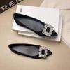 New women's buckle rhinestone shoes design sense pointed flat bottom fashion celebrity niche single shoes