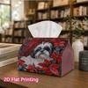 1pc, 2D Flat Printing, Tissue Box Christmas Xishi Dog Painting Pattern Napkin Dispenser, Suitable for Family Gatherings, Car Decoration, Decorative Ti