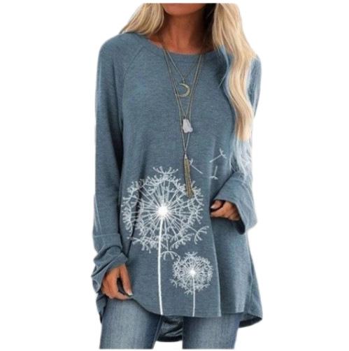 Summer Round Neck Dandelion Pattern 3D Print Top Fashionable Casual Short Sleeved Women's T-shirts
