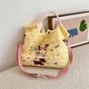 Adorable Embroidered Cartoon Shoulder Bag Large Capacity Commuter Tote Bag In White Blue Yellow And Pink