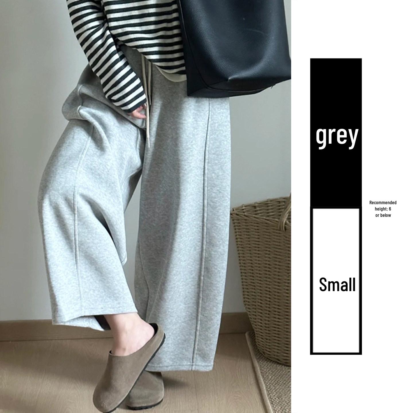 

Women s Gray High-Waisted Wide-Leg Sport Sweatpants - Autumn/Winter Petite Drape Slimming Cropped Pants XL