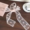 Pink Lace Flowers Long Strip Silk Scarf Headbands Bow Hair Rope Womans Girls Sweet Tie Hair Turban Ribbon Lady Headdress Fashion