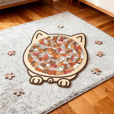 135-Piece Cat Shaped Wooden Jigsaw Puzzle Mailard/Macaron/Wooden/Morandi-Colored Animal Shape Puzzles for Adults Cat Lovers