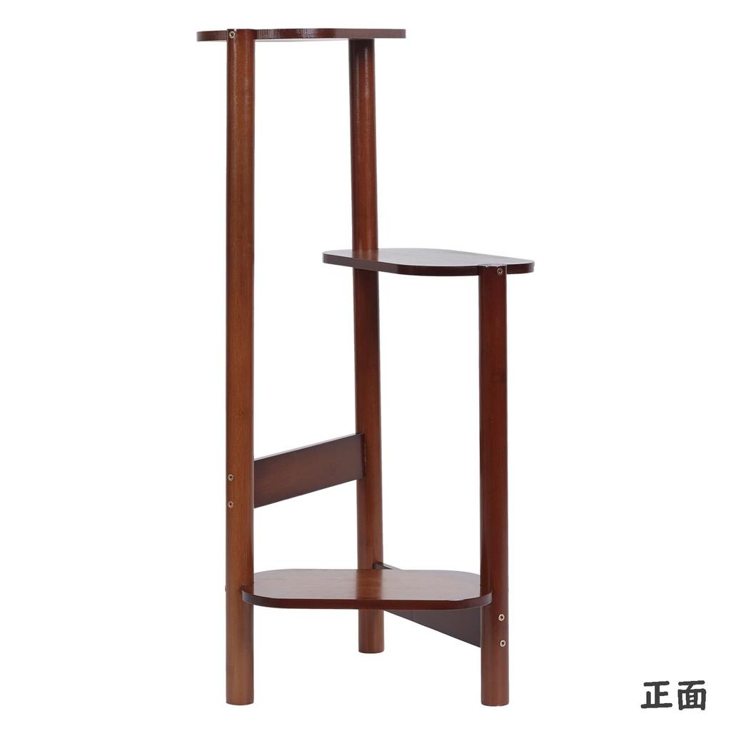 Flower Gardening Ornamental Display Flower Potted Plant Vase Dark Garden Rack Stand, Wooden, 3-tier, Walnut, Indoor, Rack, Plant, Shelf, Stand,