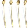 4 Pcs Flower Spoon Coffee Teaspoon 7'' Creative Flower Coffee Spoon Drink Stirring Spoon Stir Bar Spoon Long Handle Spoon Retro Dessert Demitasse