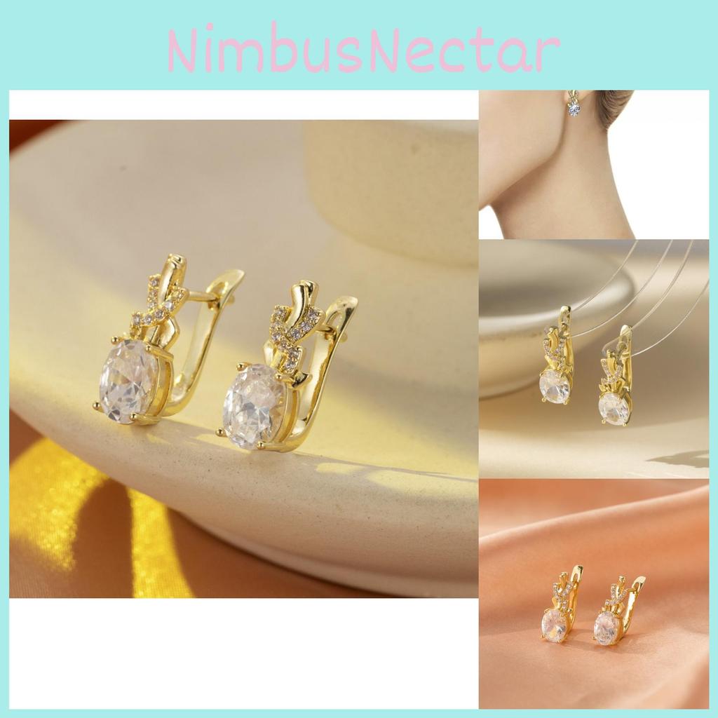 Fashionable Zircon Embedded Copper Hoop Earrings Luxury And Trendy For Spring 2024