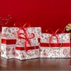 1pc Red Vintage Floral Handheld Gift Bag-with Red Satin Ribbon Bow,Large Capacity Durable Storage Bag,Shopping Bag,bridal Gifts