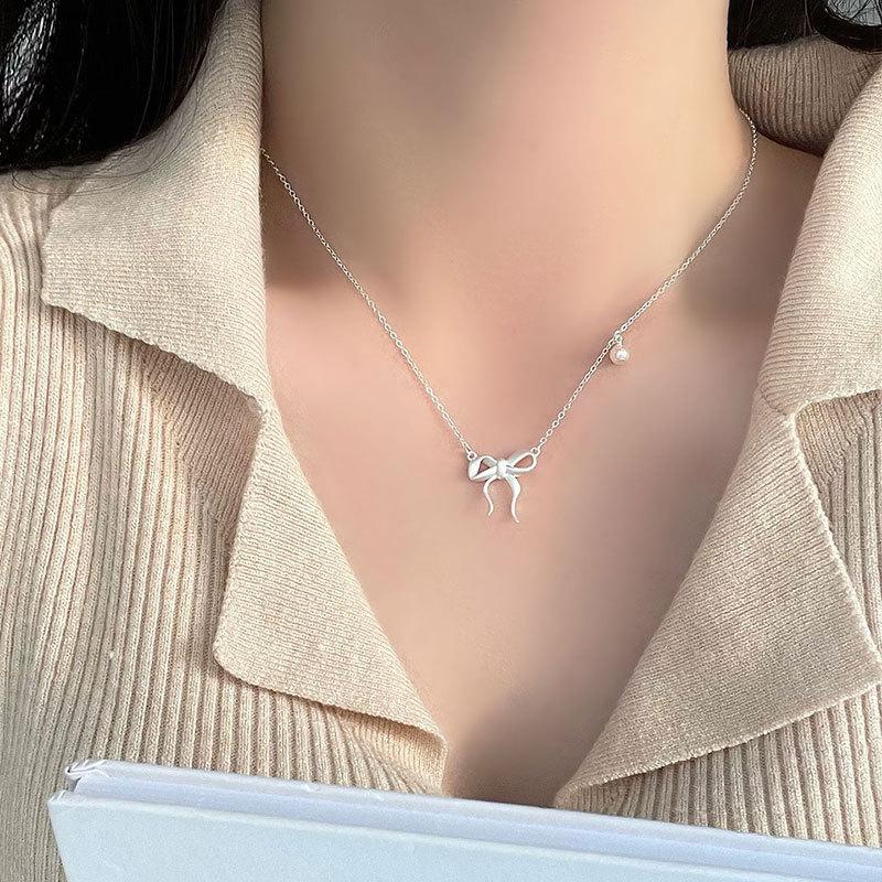 Rosett-halsband, Sött och delikat, med en flickaktig känsla, Lämpligt för daglig användning, Lätt lyx, High-end, Nyckelbenskedja