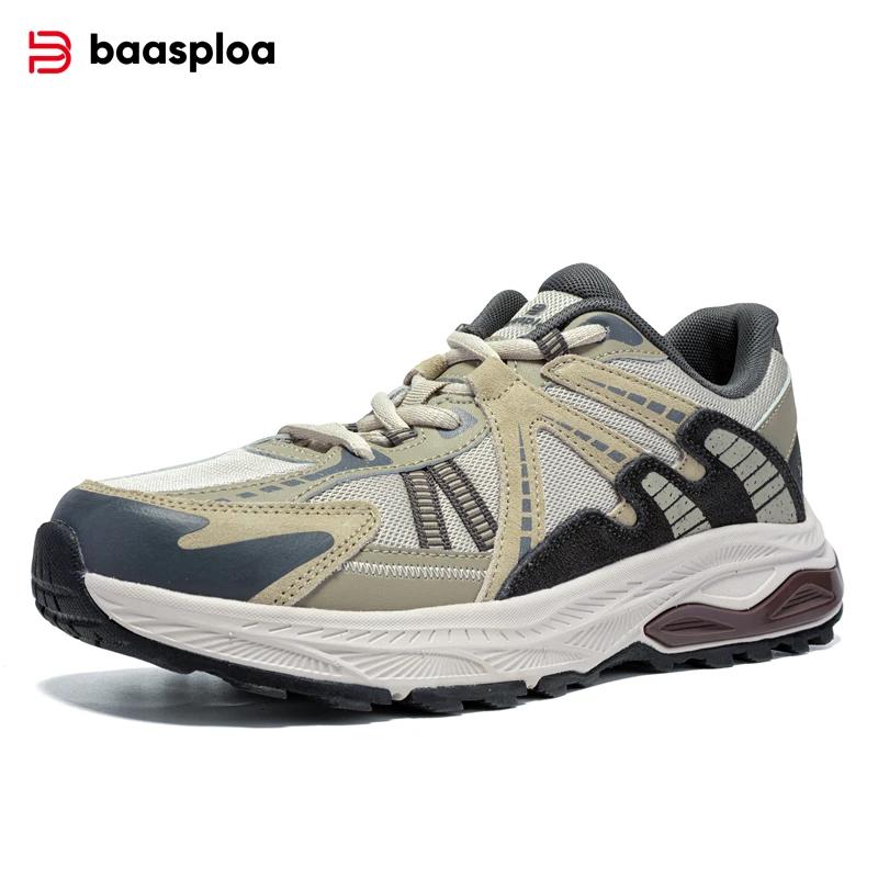 Baasploa New Men Outdoor Sneakers 2025 Casual Lightweight Breathable Running Shoes Male Comfort Non-Slip Vintage Sports Shoes