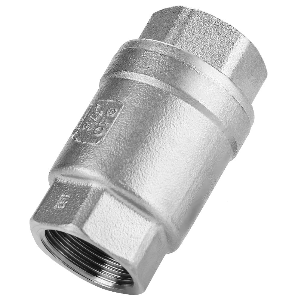 Check Valve,In-line Check Valve 3/4" Female Thread In-line Spring Check Valve Stainless Steel Vertical Valve WOG 1000
