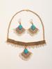 Turquoise Tassel Necklace & Earrings Retro Pearl Set