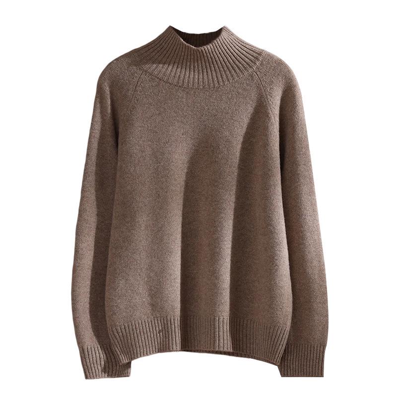 Women's High Neck Lambswool Base Layer: Warm, Thick Autumn/Winter Slimming Pullover Sweater