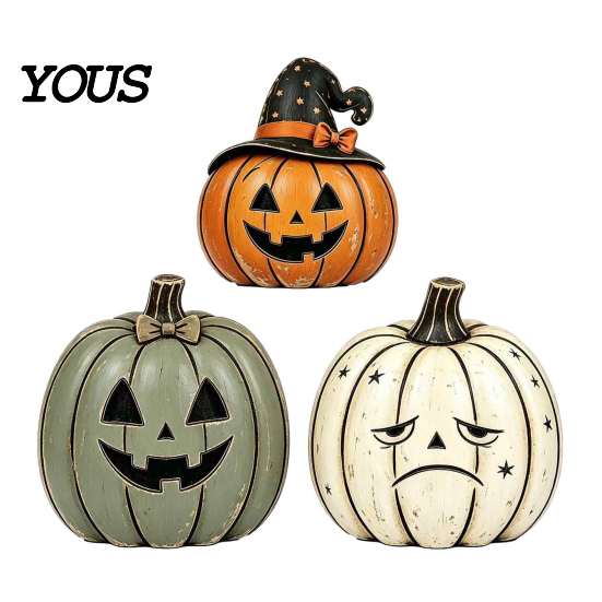Multiuse Holiday Party Decorations 3/4Pcs Vintage Wooden Pumpkin Decor, Rustic Fall Tabletop Centerpiece, Farmhouse American Country Home Accents