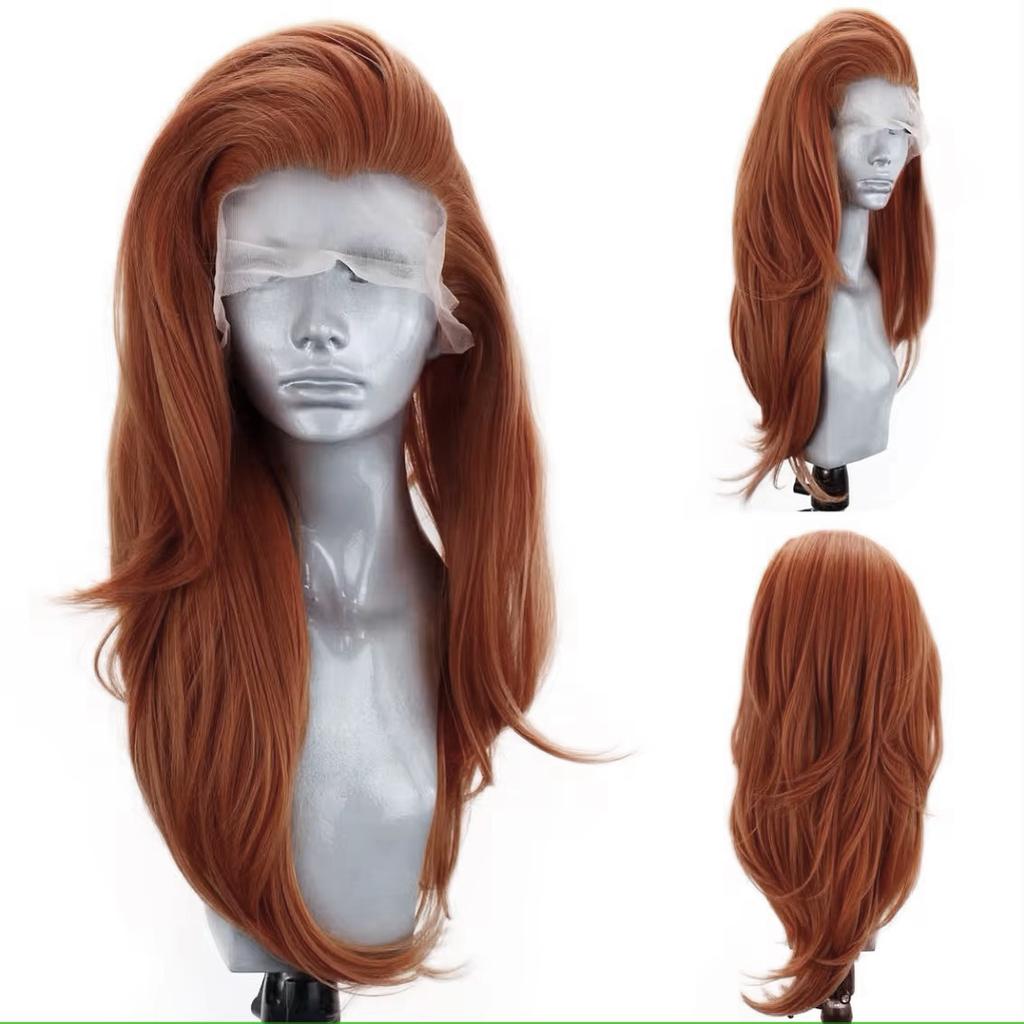 AIMEYA Ginger Orange Long Natural Wavy Wig for Women Girls Pre Plucked Natural Hairline Lace Front Wigs Free Part Daily Wear Wig