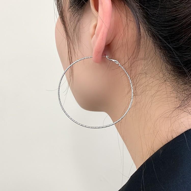 PONYKISS Tibetské stříbro Zveličeně kulaté geometrické kruhové náušnice pro ženy Klasická móda Minimalistické doplňky
