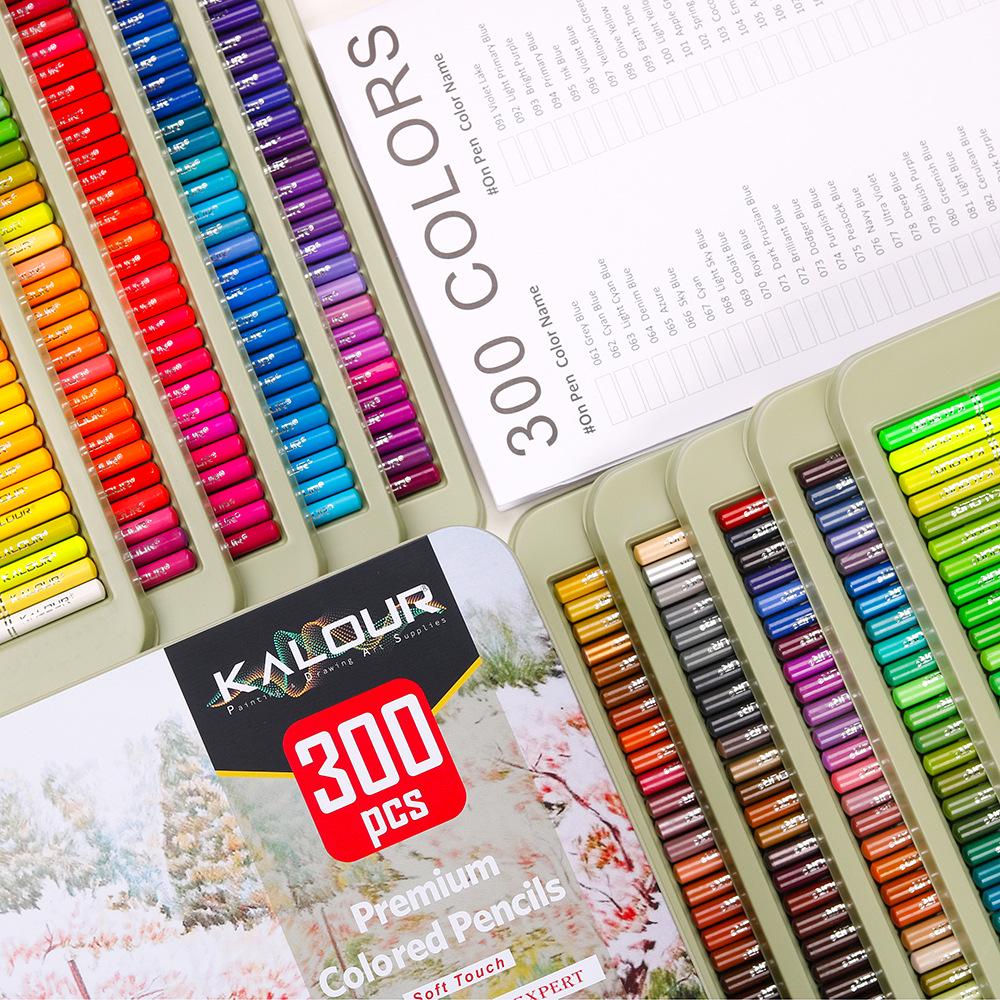Manufacturer's 300-Color Oil-Based Art Drawing Pencil Set - Round Barrel