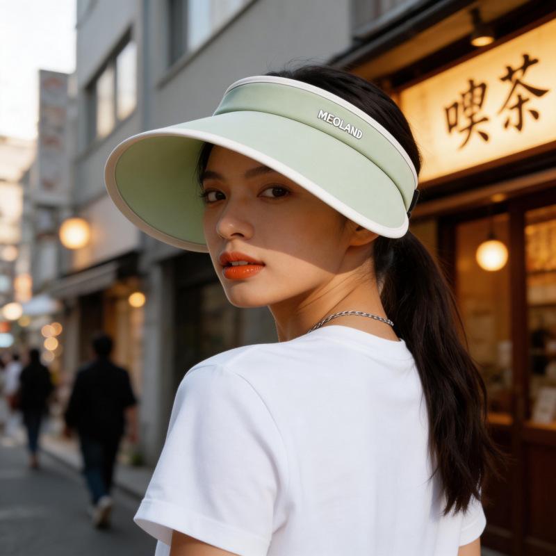 Empty Top Sunscreen Hat Women's Outdoor Can Tie Ponytail Large Brim Quick-drying Duck Tongue Sun Hat Embroidered Letter Sun Hat