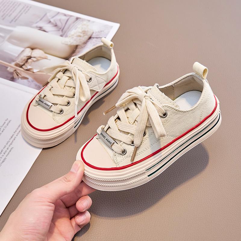 

Холщовые туфли для девочек, низкие кеды, 2025 весна и осень, новая повседневная детская обувь для девочек, одинарная обувь для детей среднего и старшего возраста, дышащая 26