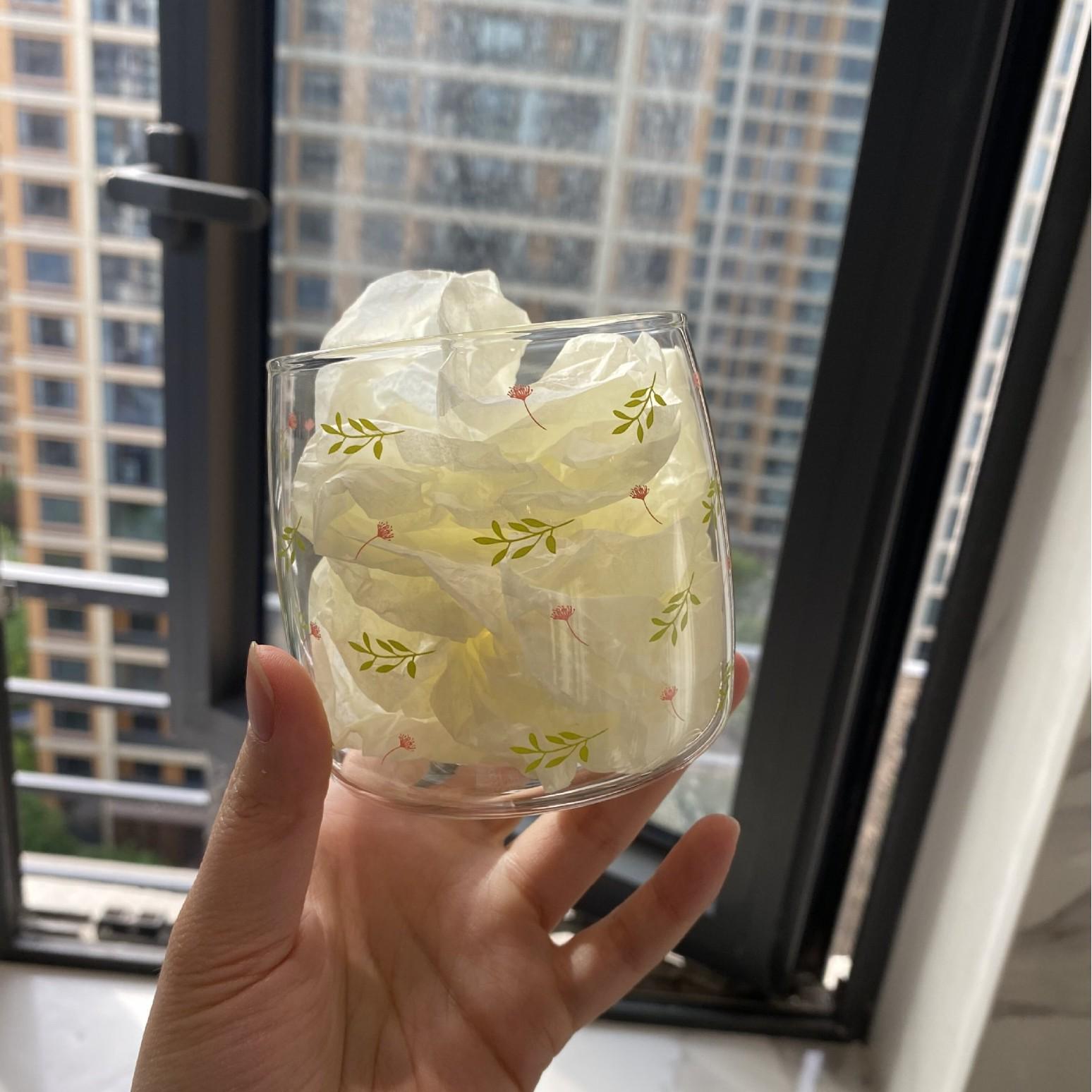 

Floral pattern glass cup, lead-free water/coffee cup, 300ml 1pc прозорий