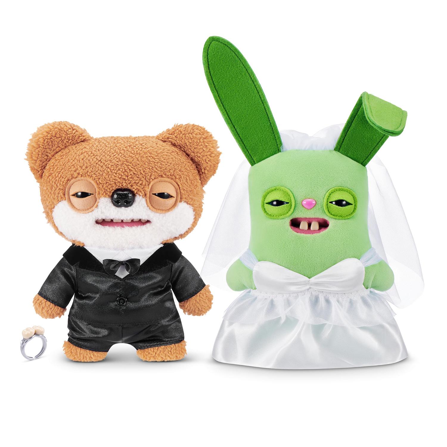 Fuggler Wedding Fuggs 9-Inch Plush 2-Pack by ZURU – Funny Ugly Monster Stuffed Animals with Human-Like Teeth & Tooth Ring, Collectible Plush