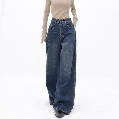 Retro Wide Leg Baggy Jeans Loose Vintage Jeans Pants for Women Straight Large Size Pants