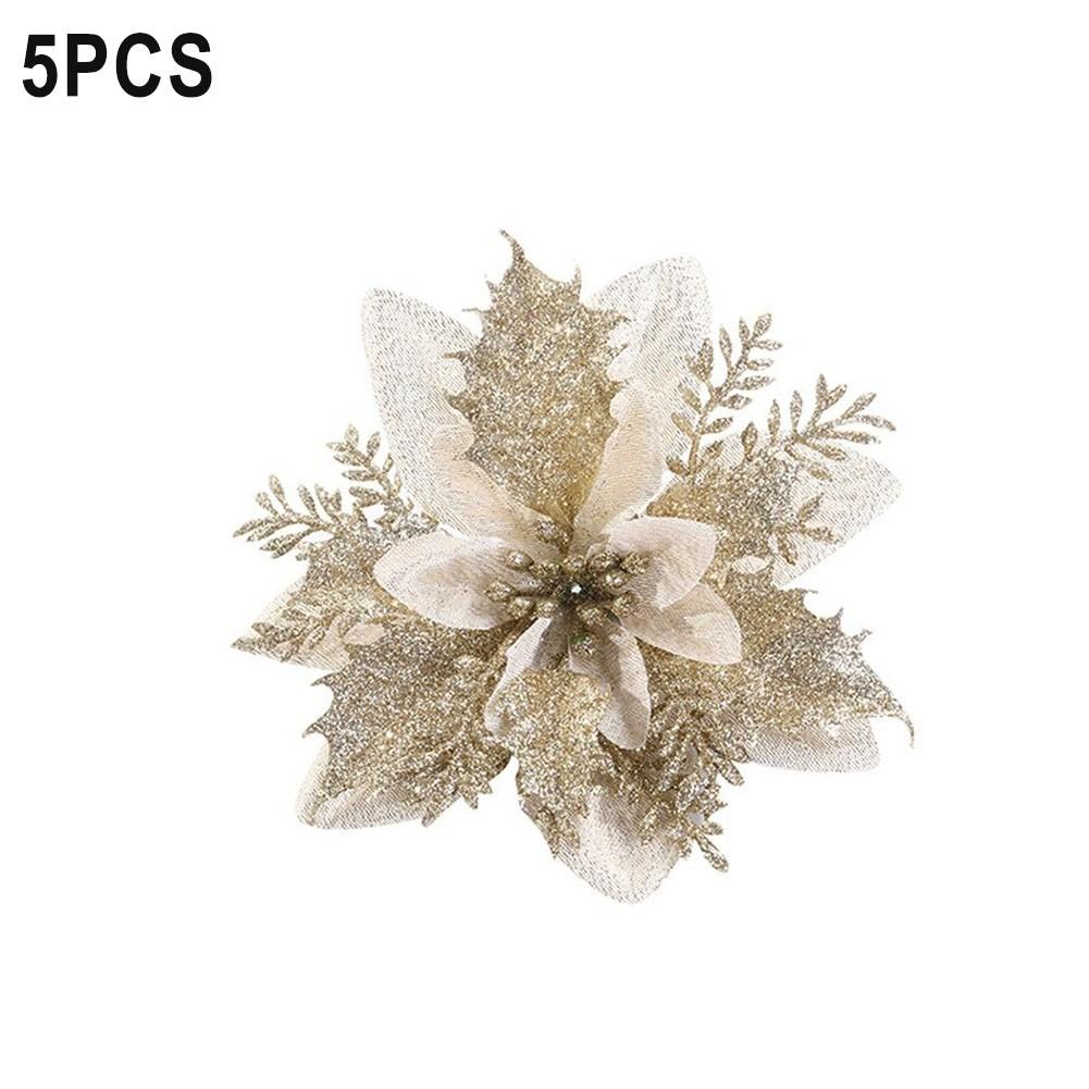 

10x Искусственные блестящие цветочные украшения для украшения рождественской елки Привлекательные золотой