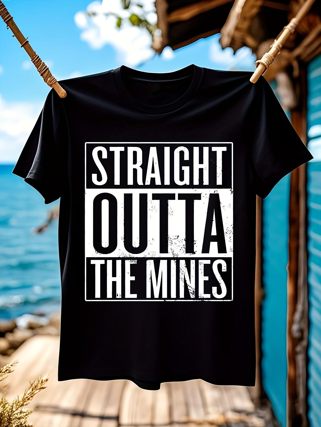 Heavyweight Cotton Tshirt Straight Outta The Mines Graphi... XL