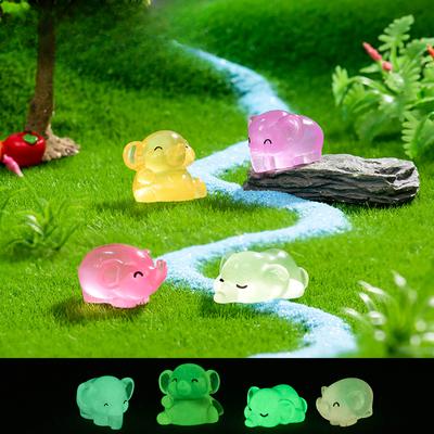 Micro Landscape Cartoon Cute Glow-in-the-dark Elephant Figure Decoration Diy Decorative Accessories Desktop Car Resin Decoration