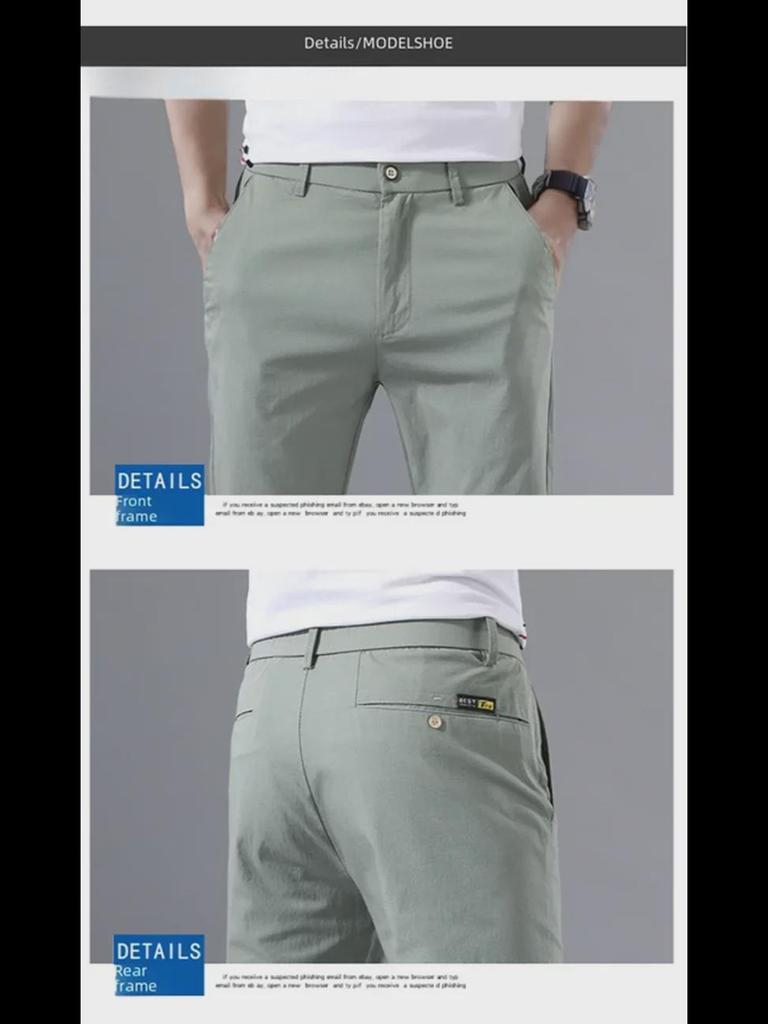 2023 Men's Cotton Stretch Summer Trousers: Youthful Korean-Style Casual Pants for Spring