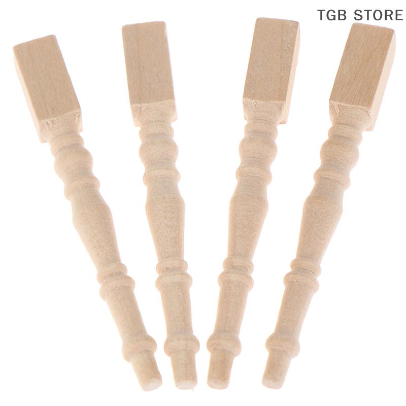 4Pcs/set 1:12 Dollhouse Miniature Wooden Chair Table Leg DIY Furniture Accessories Toys