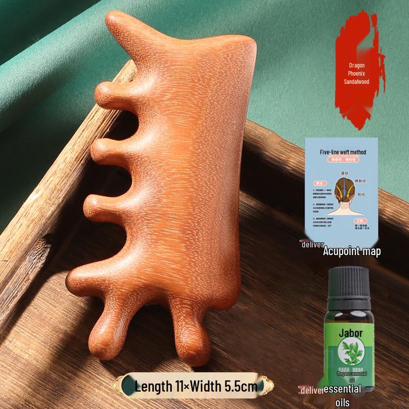 Multi-functional Sandalwood Gua Sha Comb for Face, Eye, Scalp, and Meridian Massage
