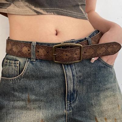 American Retro Belt Women'S Ethnic Style Belt With Jeans Belt Premium Brown