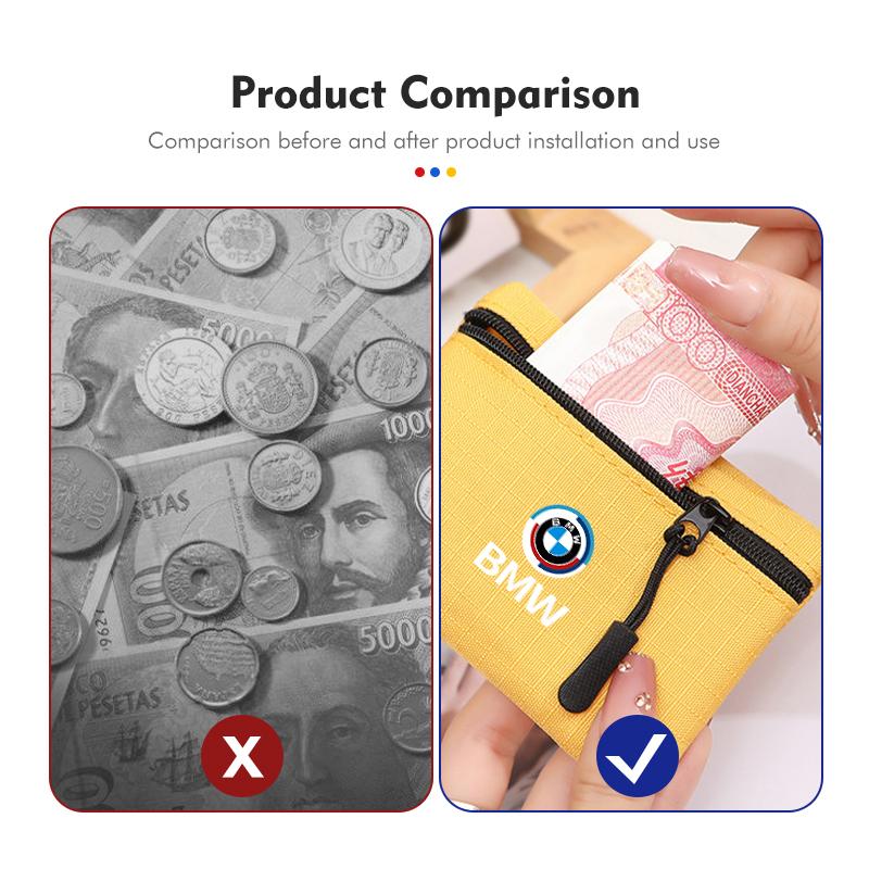 For BMW Portable Car Coin Purse Bank Card Storage Bag Key Stowing Holder Accenssories 50th Anniversary Edition E36 E46 E53 E90 YA1