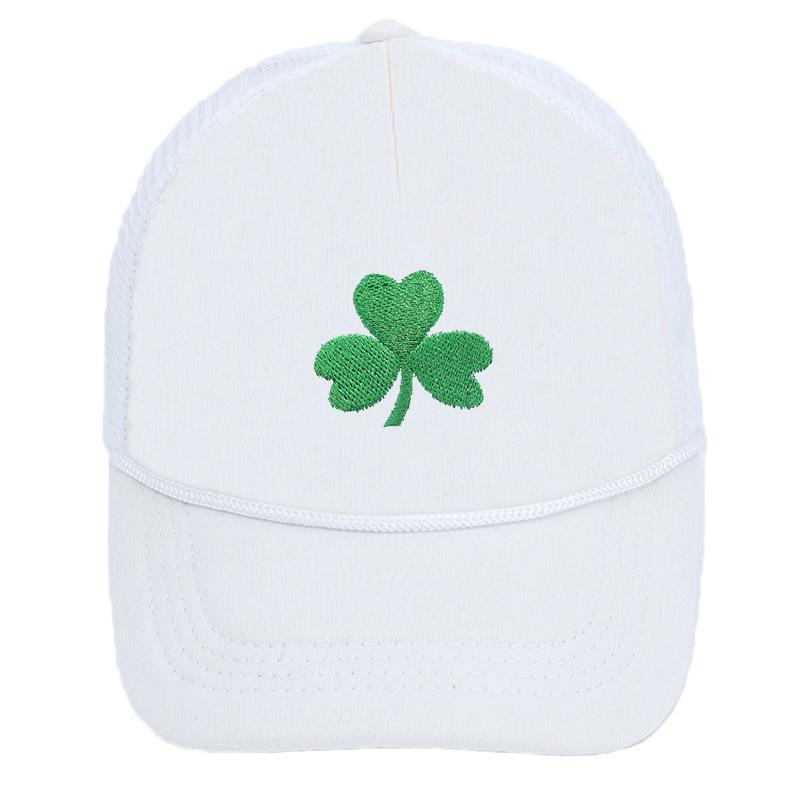 Amazon Hot Sale Irish Festival Clover Baseball Cap Embroidered Clover Sponge Mesh Cap Men's and Women's Outdoor Shade