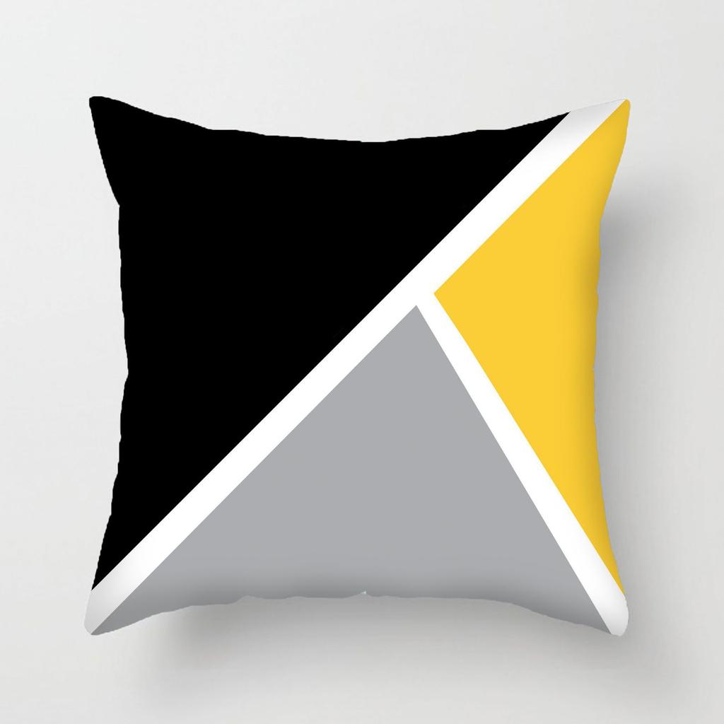 Modern Simple Yellow And Black Color Pillow Cover Geometric Abstract Pillow Cover Short Plush Car Pillow Cover