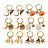 Christmas DIY pumpkin pendant earrings stainless steel gold-plated oil-dripping temperament versatile jewelry women