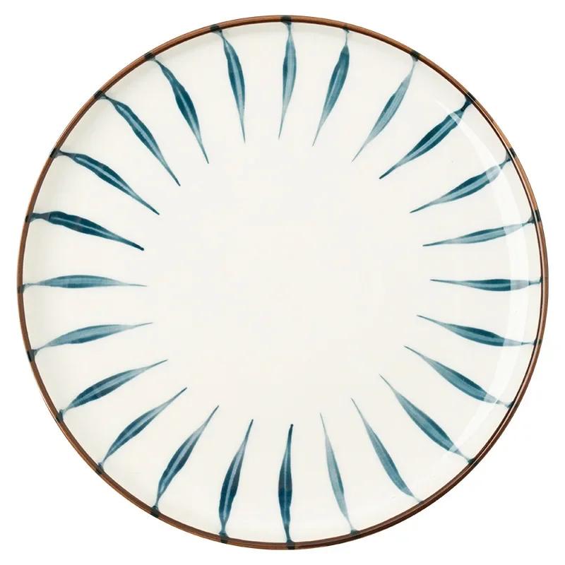Japanese Hand Painted Ceramic Steak Western Dish Retro Personality Dessert Disc Household Art Tableware Plate