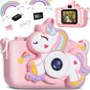 Aparat Foto Jucărie pentru Copii Digital 1080P HD Card SD 32GB IPS Temporizator 8x Luminozitate Potrivit pentru Fete Vârstele 6 7 8 9 10 11 Zi Manual de Instrucțiuni Japonez