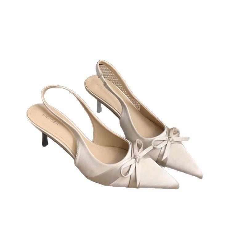 Trauben-Mutterstudiolee zeigt Beinlänge 7cm High Heel Sandalen Stiletto Schleife spitz hinten leer einzelne Schuhe Damen Sommer