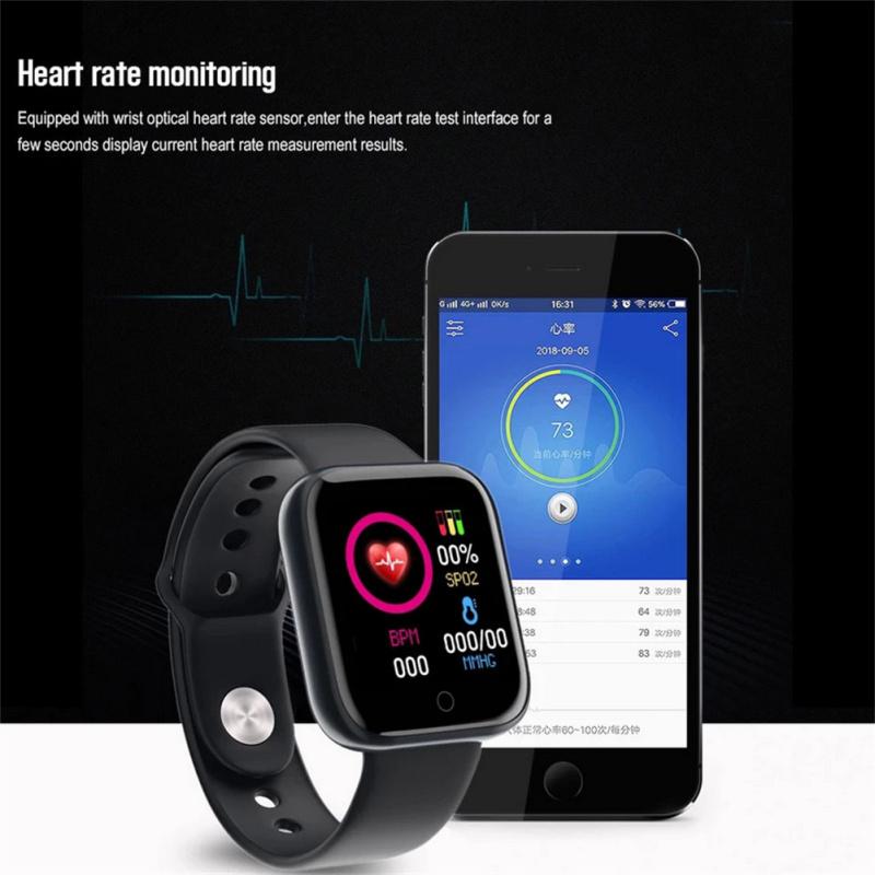 Men Women D20 Pro Bluetooth-compatible Smart  Watch Y68 Blood Pressure Heart Rate Monitor Sports