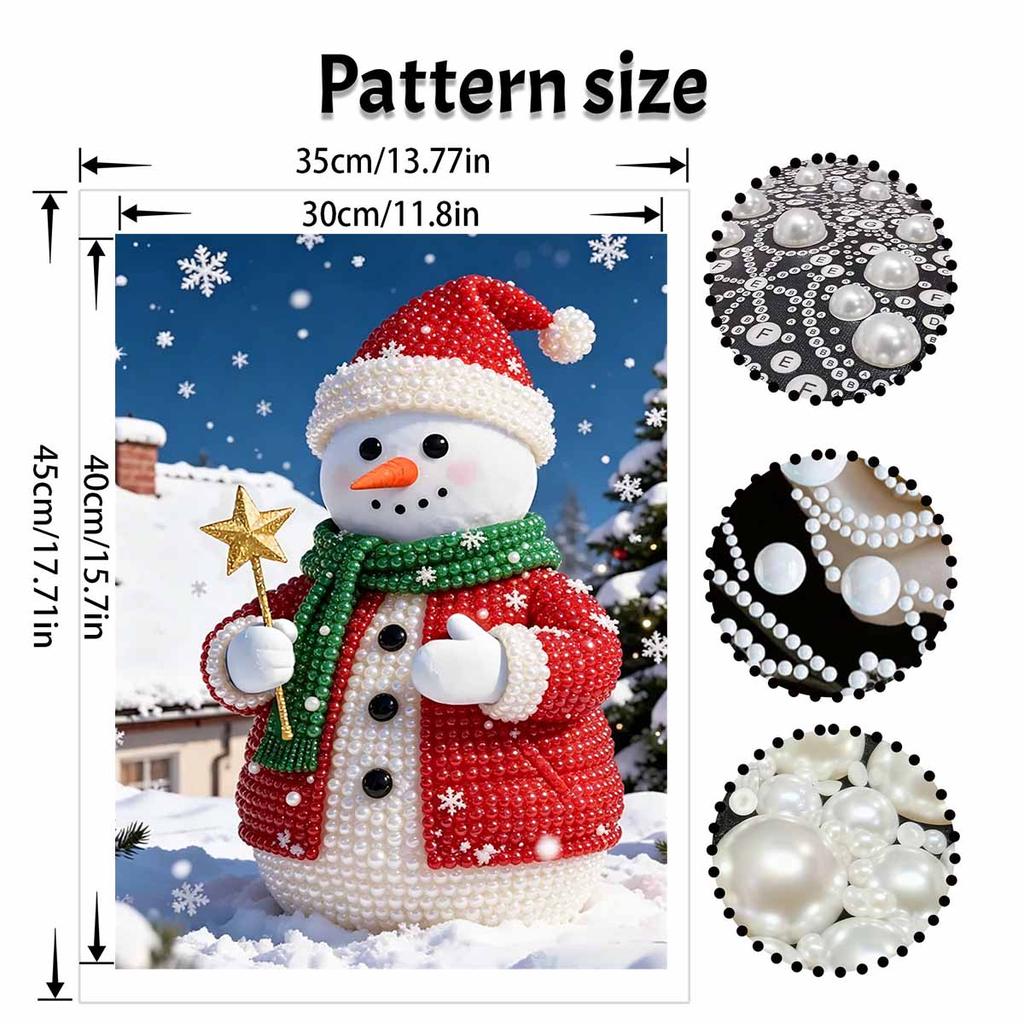 Christmas Pearl Painting Art Painting Kit Snowman with Star Handmade Diy Home Decoration Painting