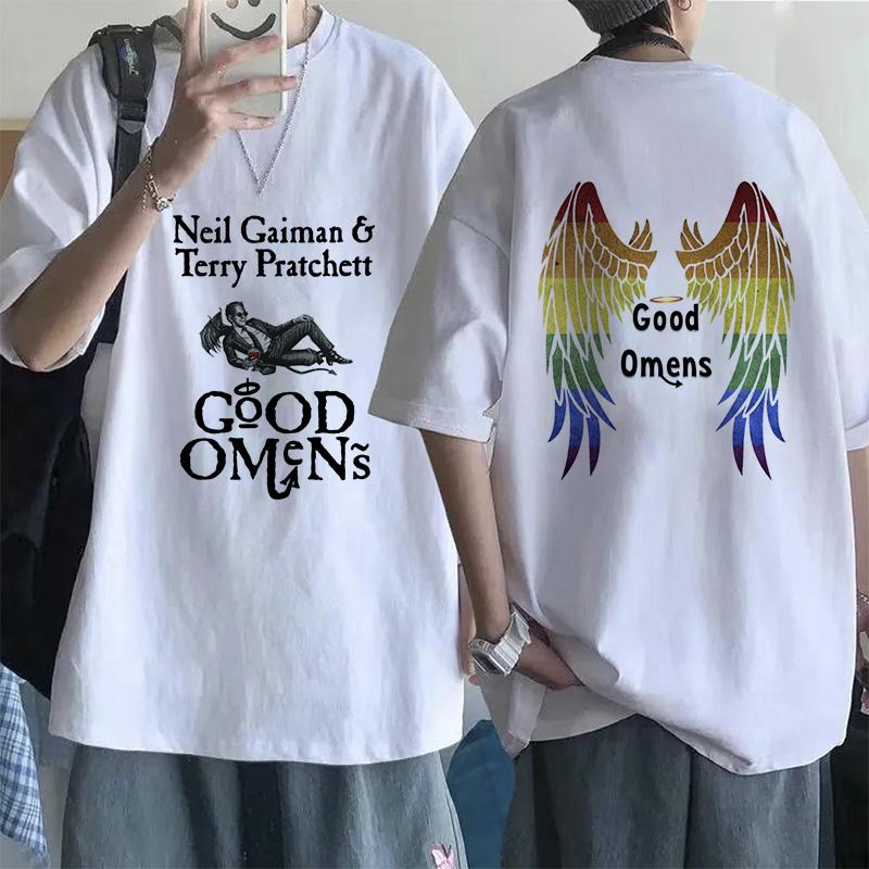 Lustige EU-Größen T-Shirts für Männer Good Omens Cartoon T-Shirt Harajuku T-Shirt Das Ende war nur der Anfang Grafik-Tee Tops Streetwear