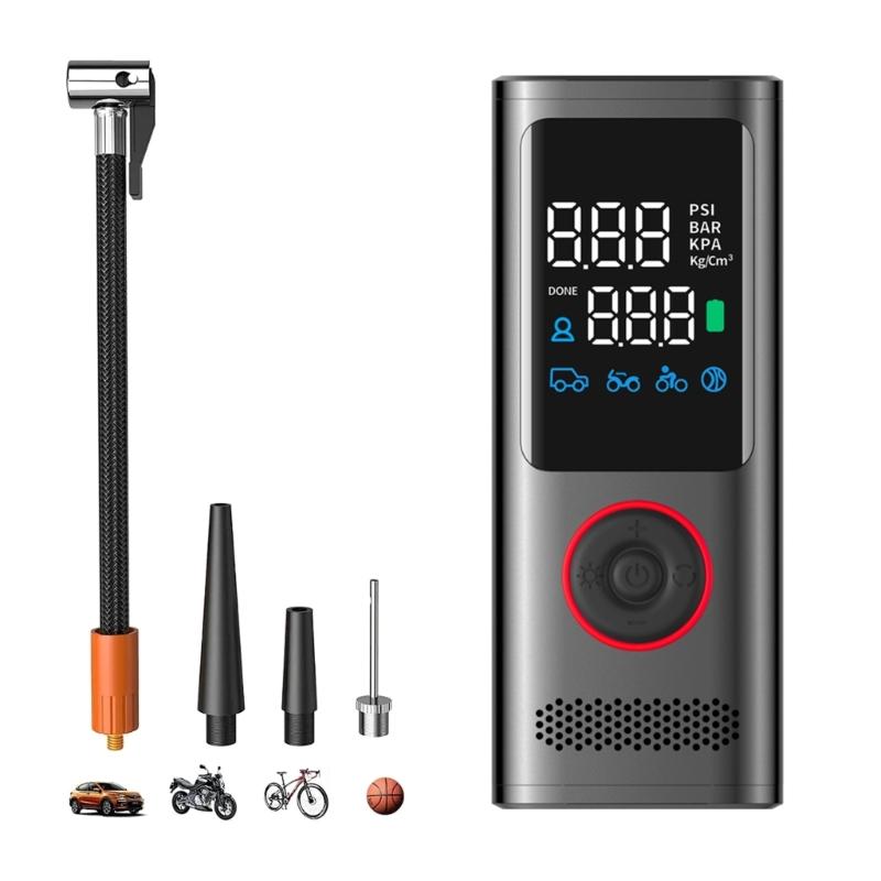 Cordless Tire Inflator for Car Bike Motorcycle Ball Portable Air Compressor Tire Inflator Air Pumps with Pressure Gauge
