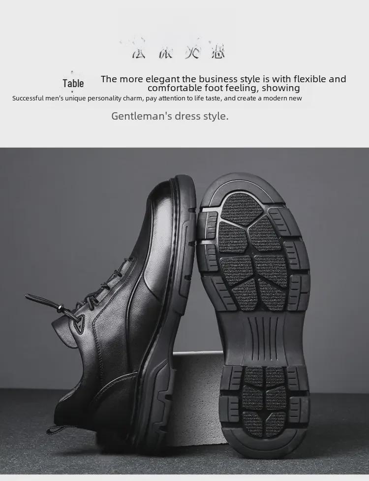 Men's Genuine Leather Sneakers: Trendy British Style Casual & Business Commuter Shoes with Round Toe.