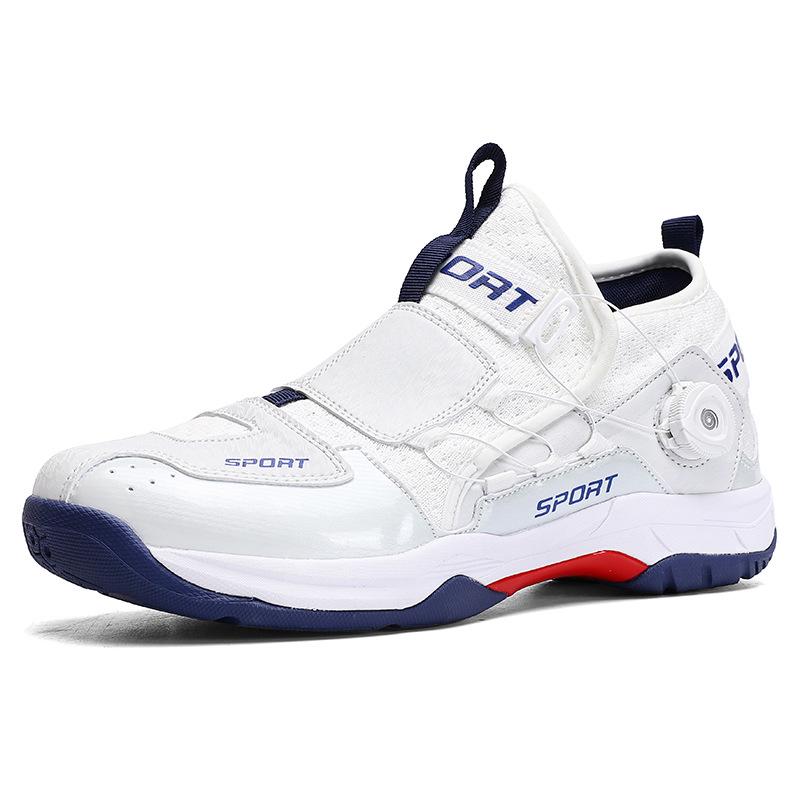 Men's Breathable Rotary Buckle Sports Shoes - Lightweight Casual Badminton and Tennis Trainers