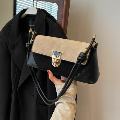 New Autumn and Winter Retro Fashion Contrasting Color Small Square Bag Niche Simple Commuter Shoulder Bag