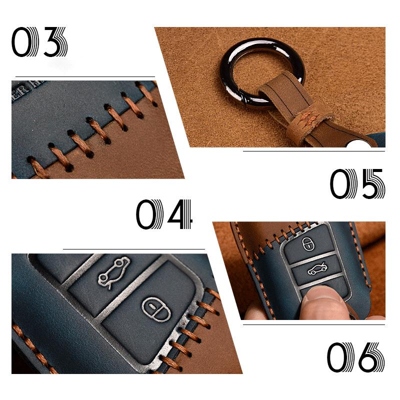 Leather Car Key Cover Case For Vw Volkswagen Tiguan Mk1 Mk2 Magotan Passat B8 Polo Golf 4 5 6 7 Mk7 Jetta Polo Eos Scirocco
