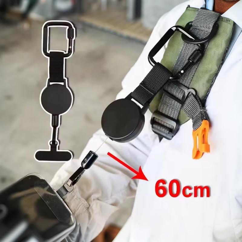 Anti-Theft Retractable Phone Holder Keychain Heavy Duty Strap Tether With Carabiner For Hiking Cycling Climbing
