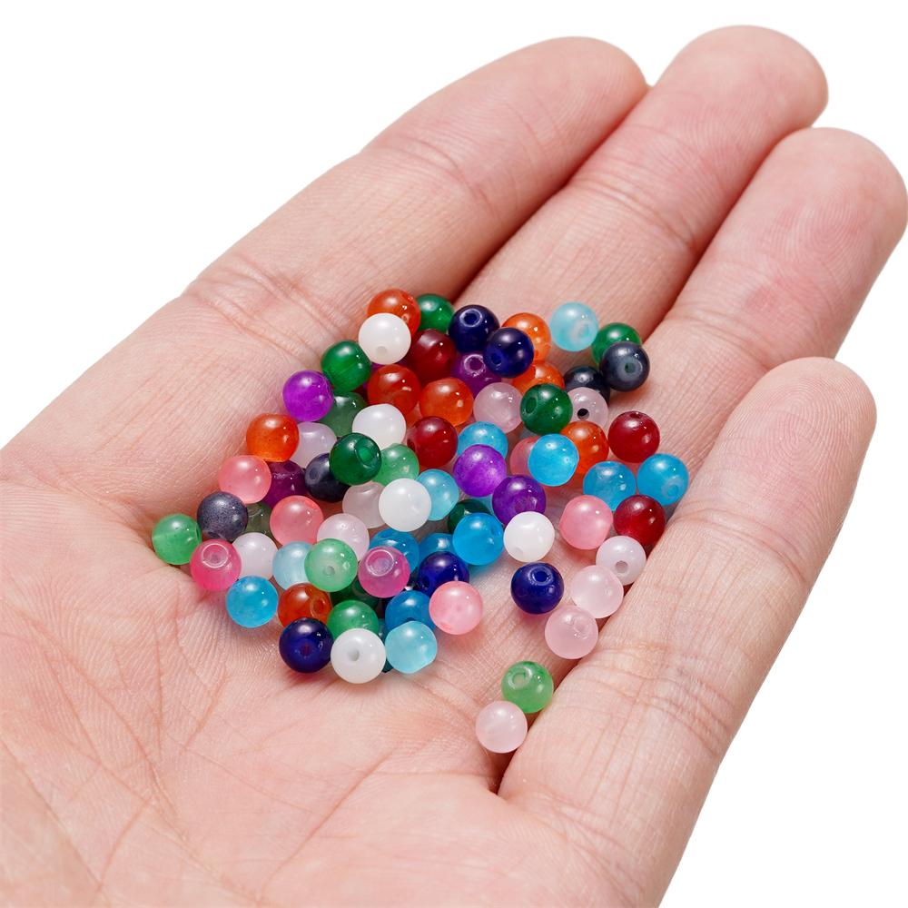 50-200pcs 4mm Imitation Jade Round Glass Beads Bracelets Loose Beads Jewelry Accessories For DIY Necklace Anklet Jewelry Making