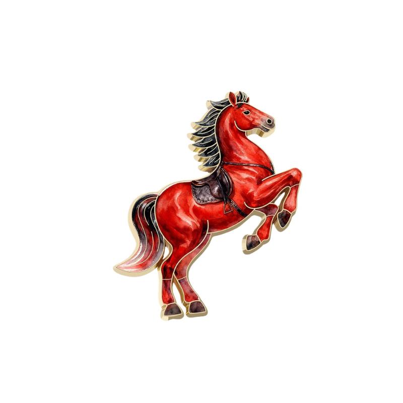 1/4Pcs Cute Cartoon Pony Metal Brooches Zodiac Horse Badge Pins Clothing Backpack Accessories For Women Men Year Gift